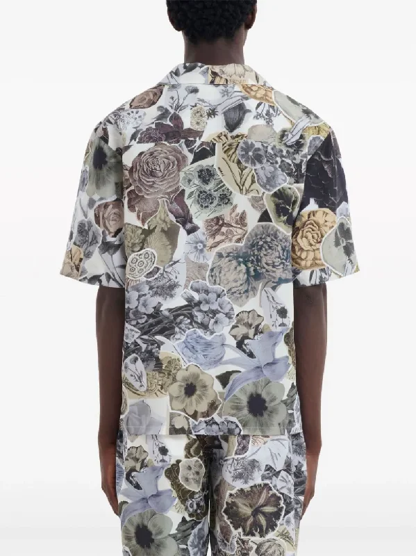 MARNI Men Floral Silk Short Sleeve Shirt