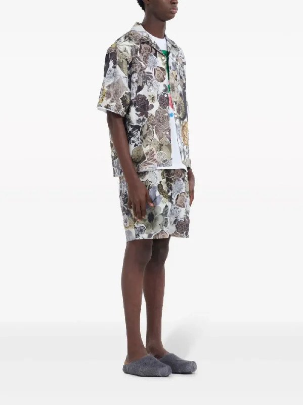 MARNI Men Floral Silk Short Sleeve Shirt