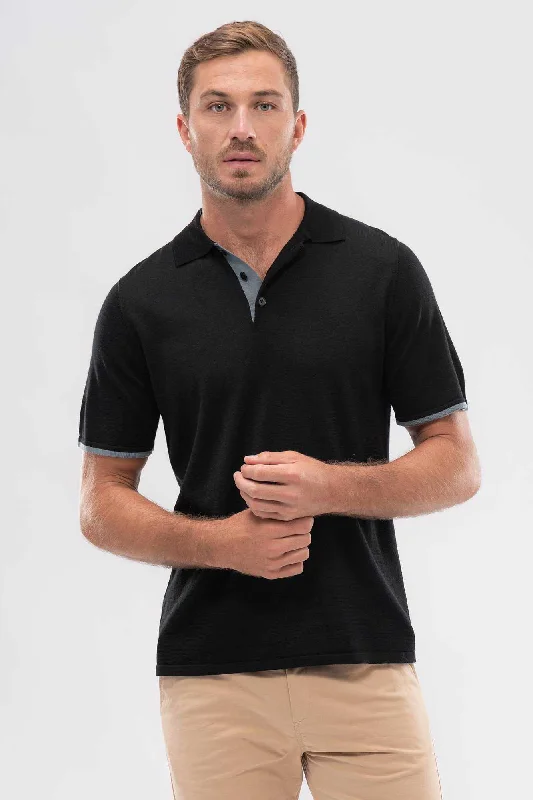 Mens Arman SS Polo - Black/Pigeon