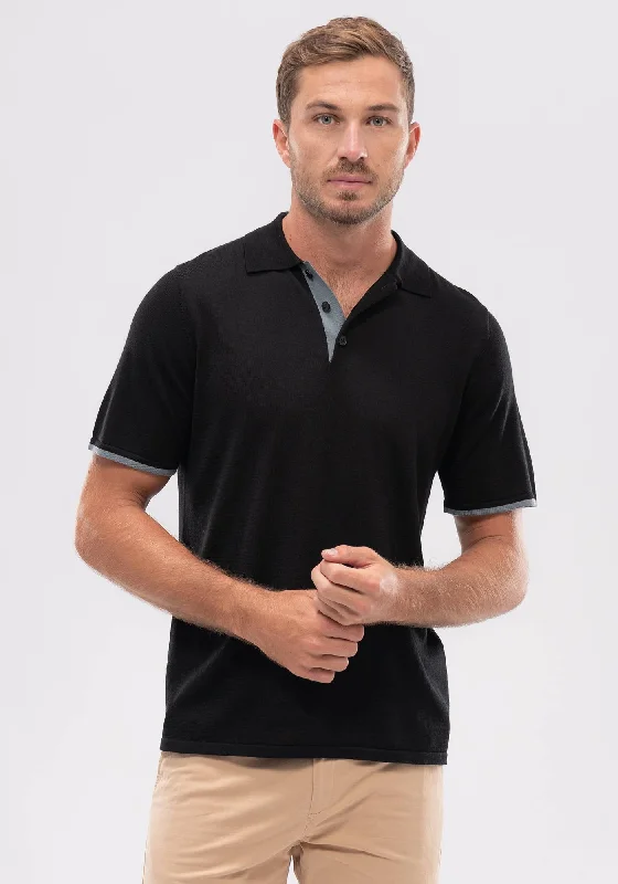 Mens Arman SS Polo - Black/Pigeon