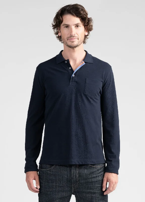 Mens L/S Polo - Navy/Larkspur