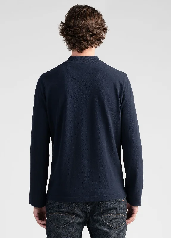 Mens L/S Polo - Navy/Larkspur