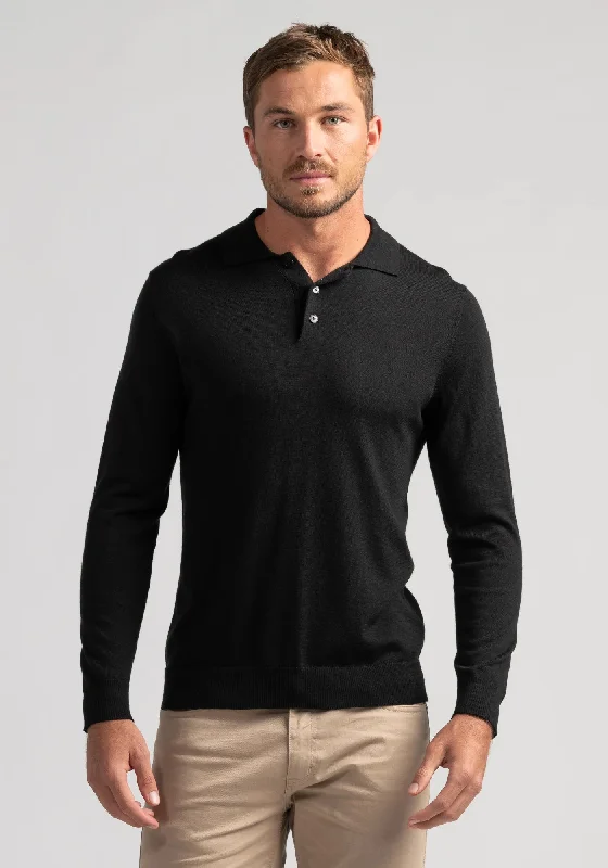 Mens Long Sleeve Knit Polo