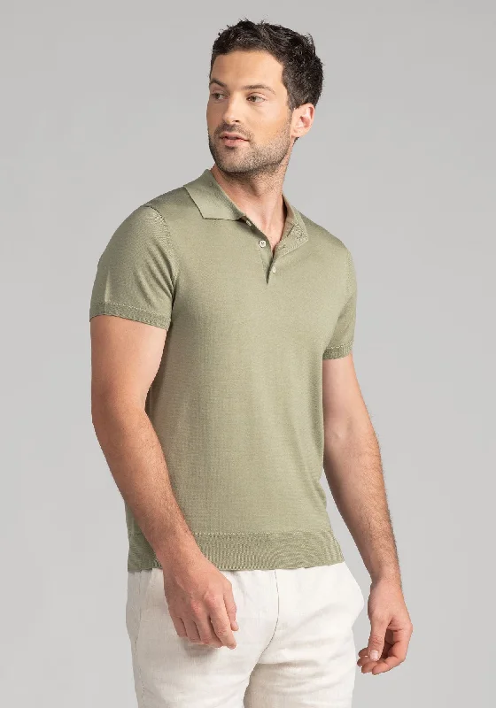 Mens S/S Knit Polo - Green Tea