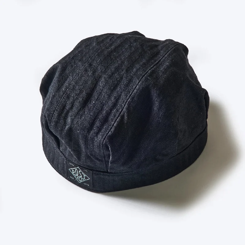 Post O'Alls Engineers' Cap Herringbone Denim - Black