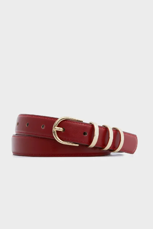 Red Triple Keeper Skinny Belt