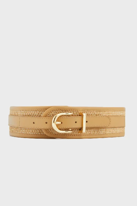 Tan Raffia Waist Belt