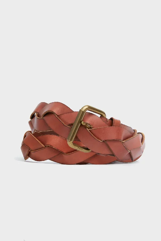 Tan Smooth Vachetta Braided Belt