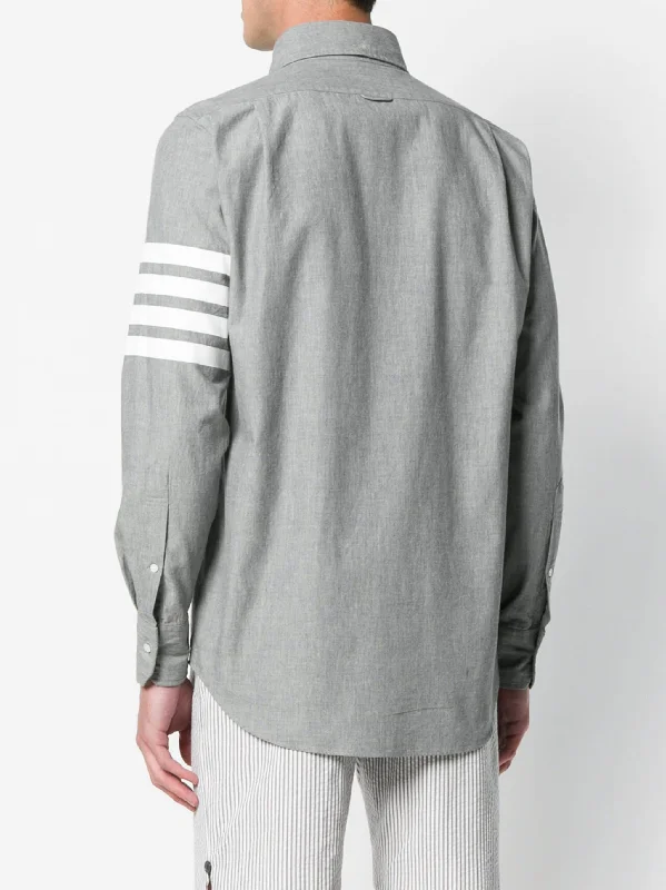 THOM BROWNE Men Straight Fit Shirt W/ 4 Bar In Chambray