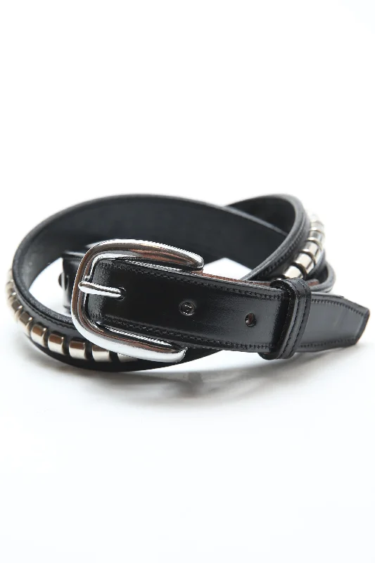 Tory Leather 1"" CLINCHER BELT - BLACK/SILVER