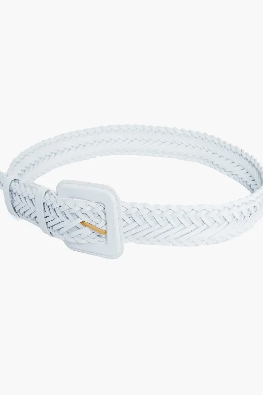 White Vachetta Oliver Thin Woven Leather Belt