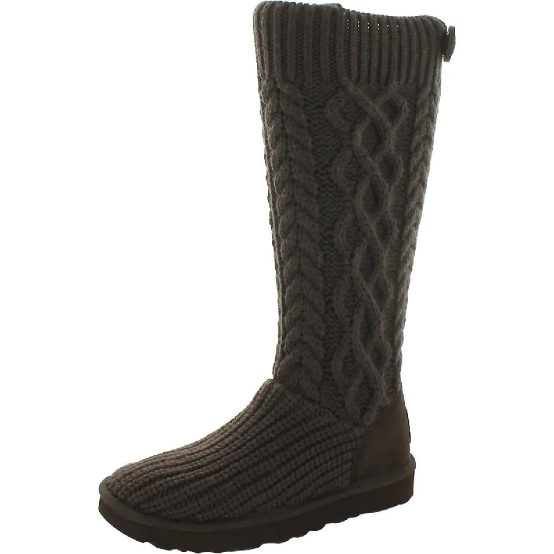 Cardi Womens Cable Knit Comfort Knee-High Boots