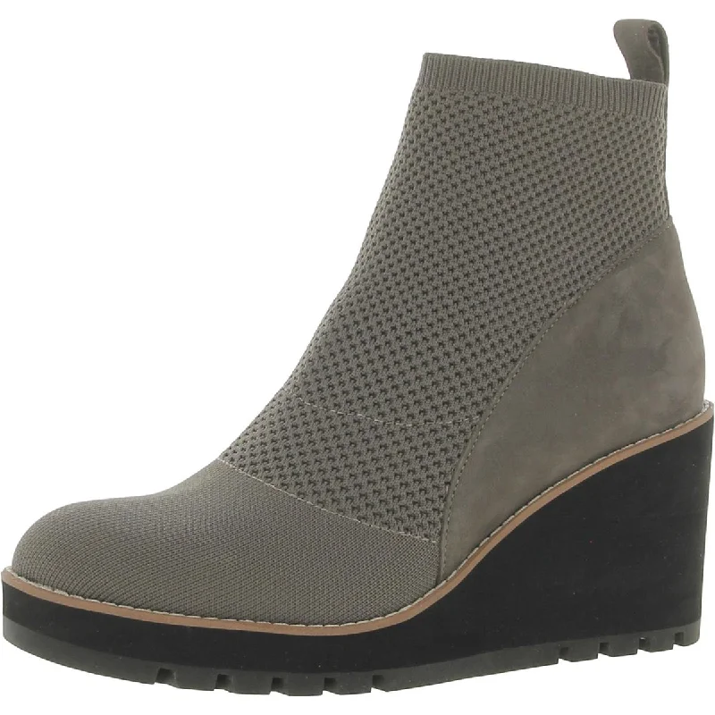 Womens Suede Ankle Wedge Boots