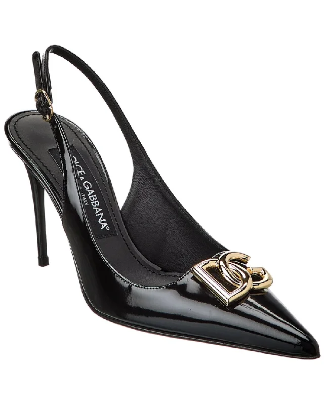 Dolce & Gabbana Dg Logo 90 Leather Slingback Pump