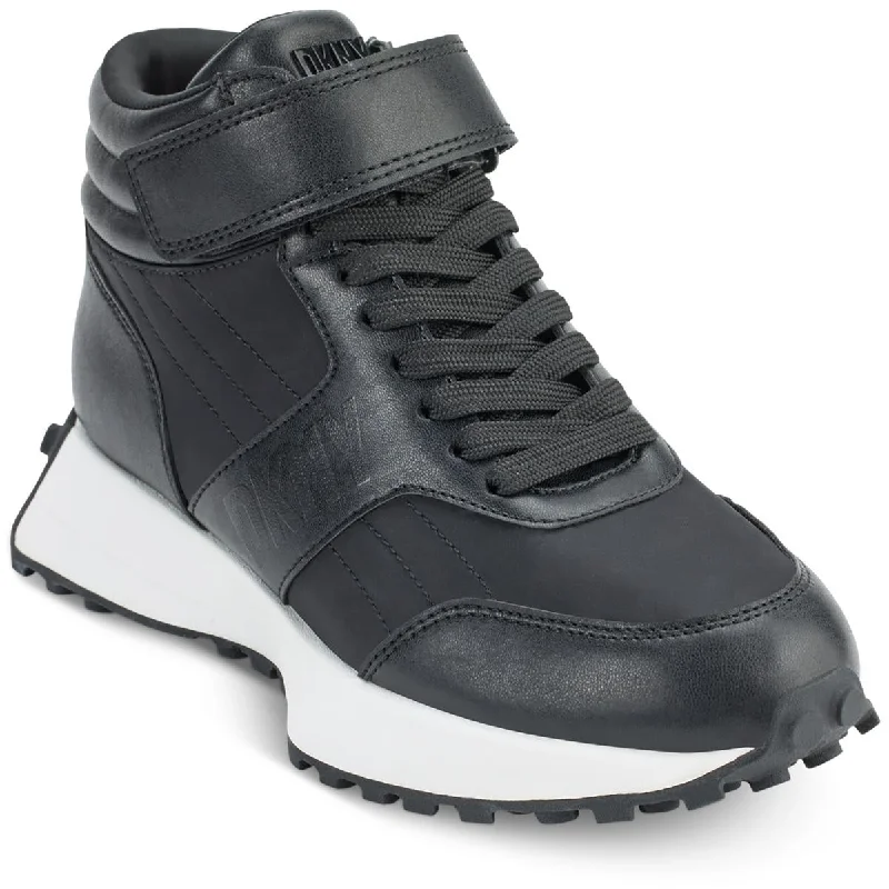 Womens Faux Leather High-Top Sneakers