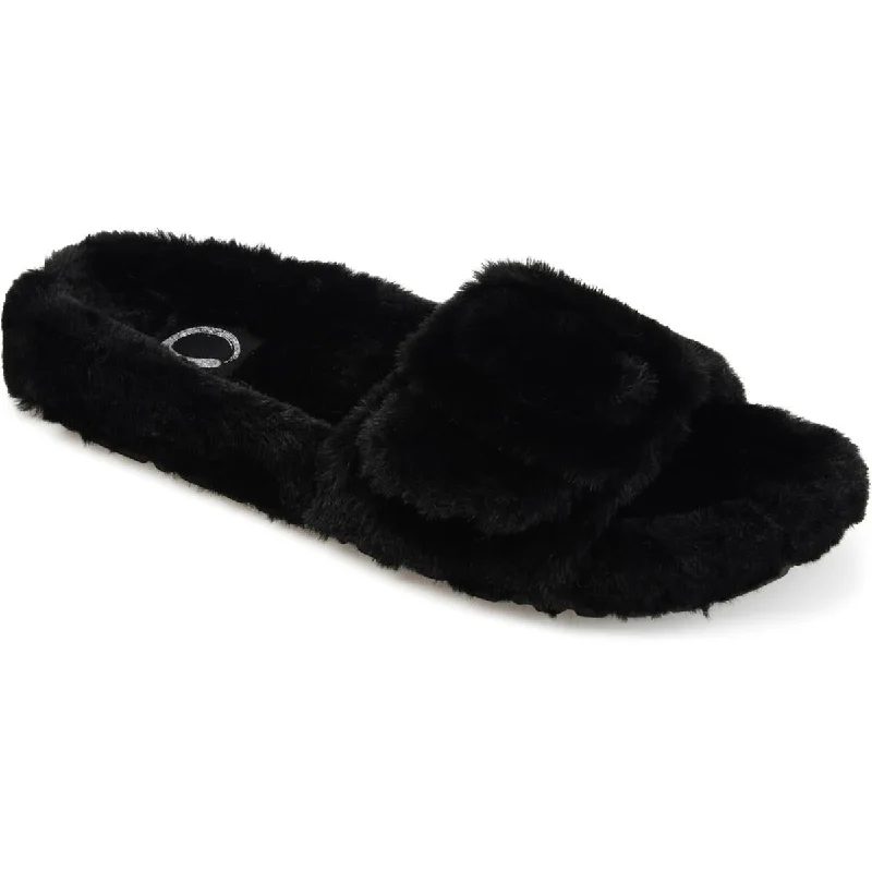 Womens Faux Fur Slide Slide Sandals