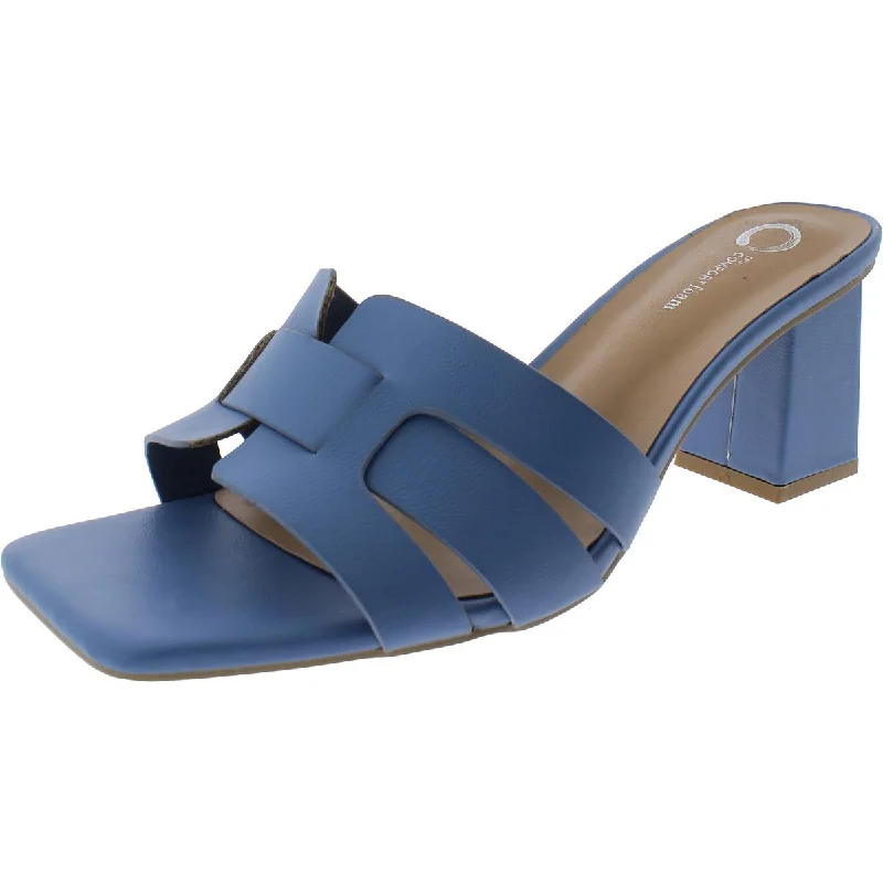 Womens Faux Leather Mule Sandals