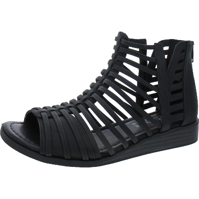 Womens Faux Leather Wedge Sandals