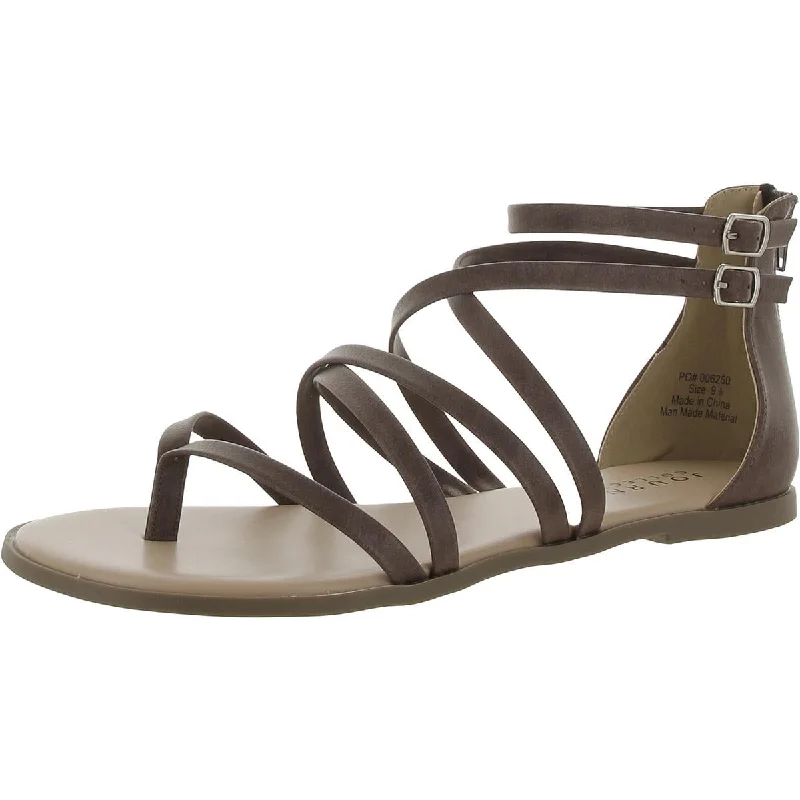 Womens Faux Leather Thong Sandals