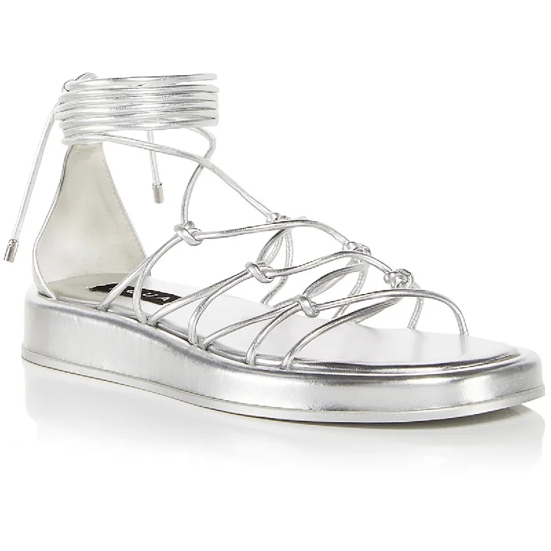 STARS Womens Patent Flatform Gladiator Sandals