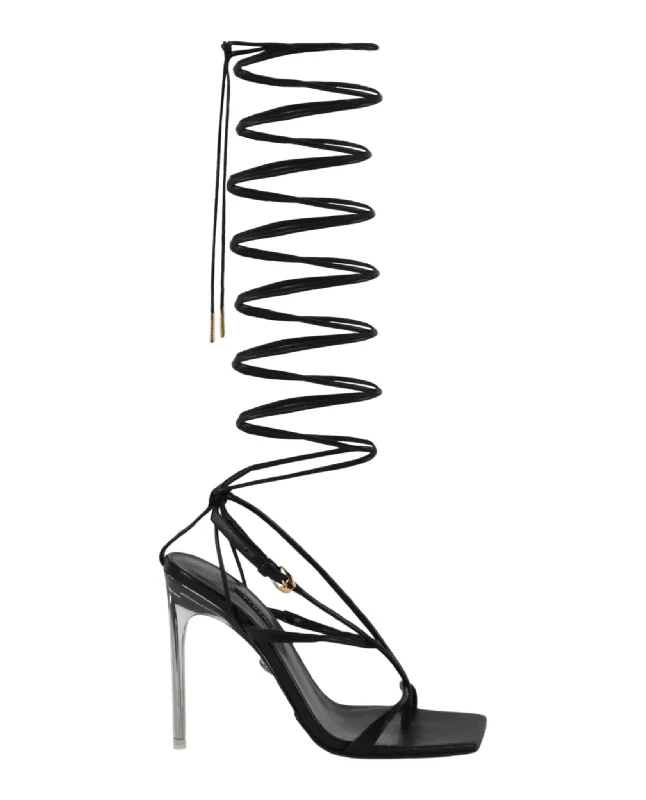 Versace Womens Lace-Up Heel Sandals