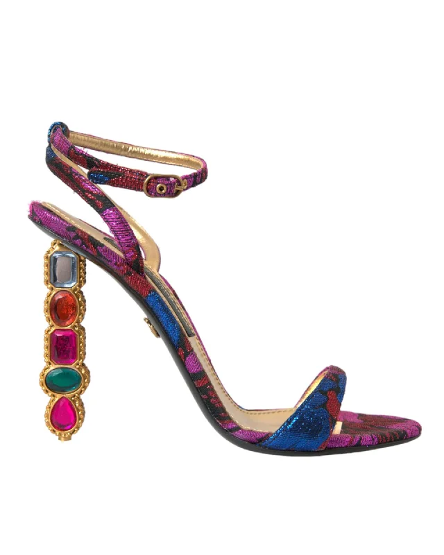 Dolce & Gabbana Jacquard Crystal Embellished Sandals