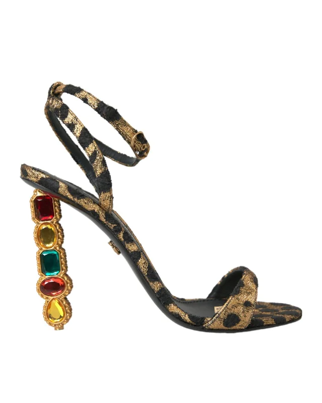 Dolce & Gabbana Crystal Embellished Leopard Sandals