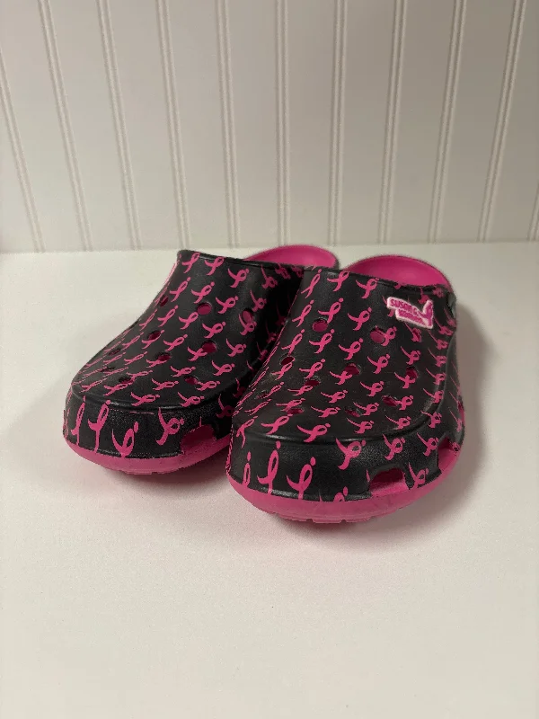 Black & Pink Shoes Flats Crocs, Size 9