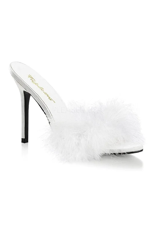 CLASSIQUE-01F Slide | White Faux Leather