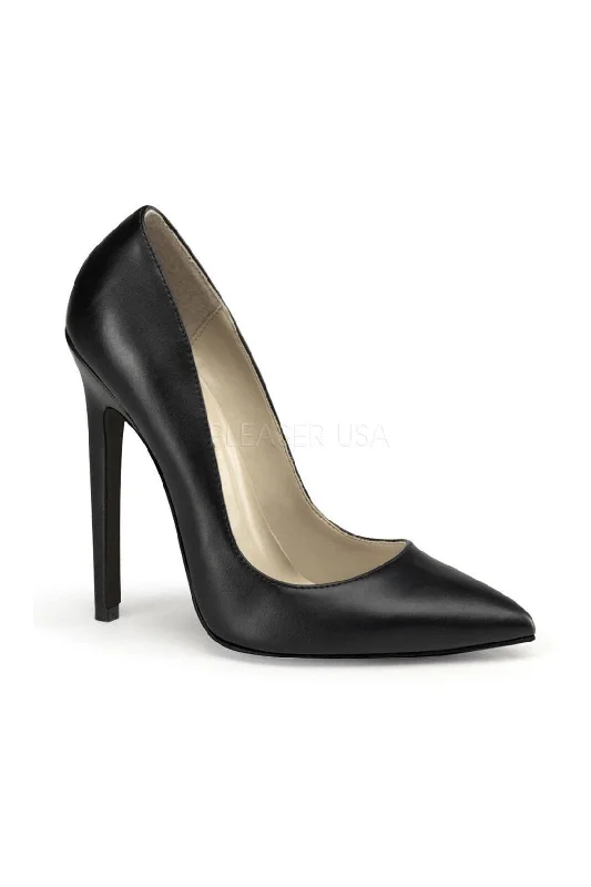 SEXY-20 Pump  | Black Faux Leather