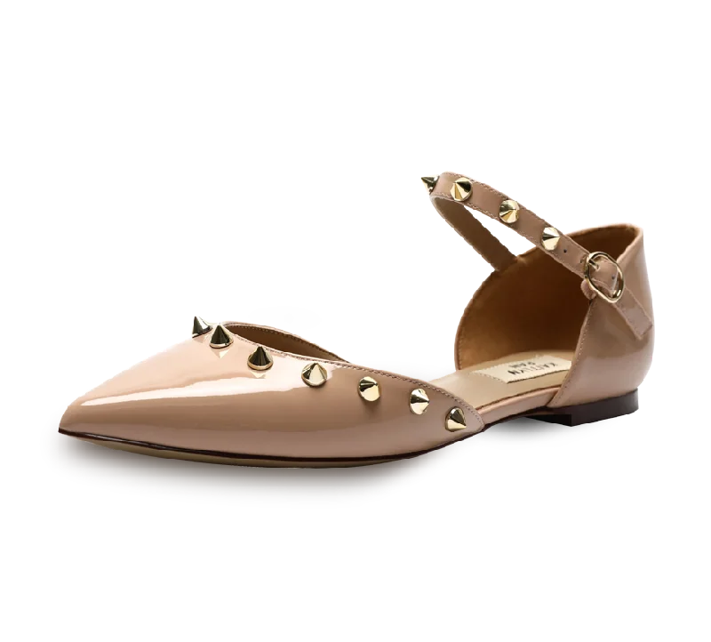 Spiky D'orsay Flats - Nude Patent