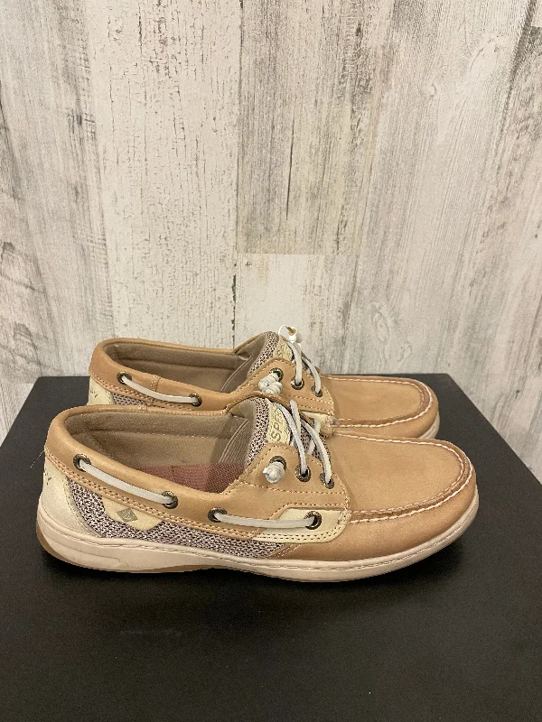 Tan Shoes Flats Sperry, Size 8