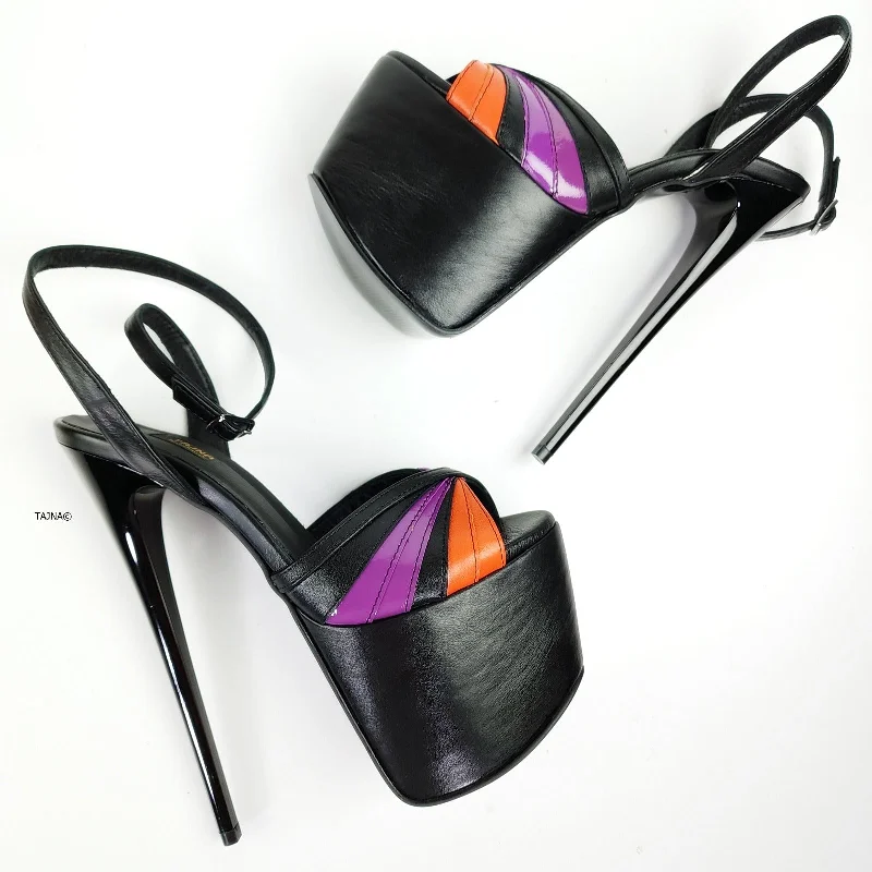 Tri Color Platform High Heels