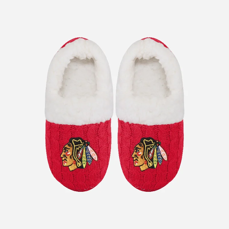 Chicago Blackhawks Womens Team Color Moccasin Slipper