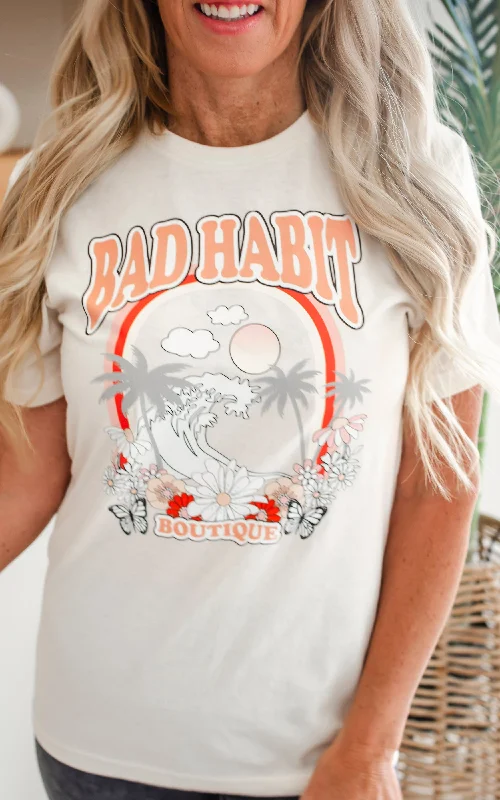 Cream Bad Habit Garment Dyed Graphic T-shirt*