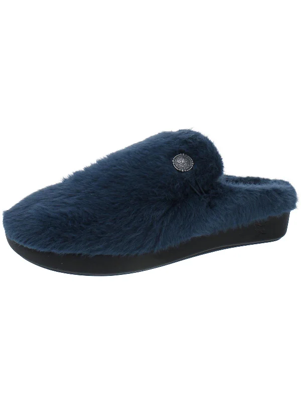 Loungeree Womens Faux Fur Lined Faux Fur Slide Slippers