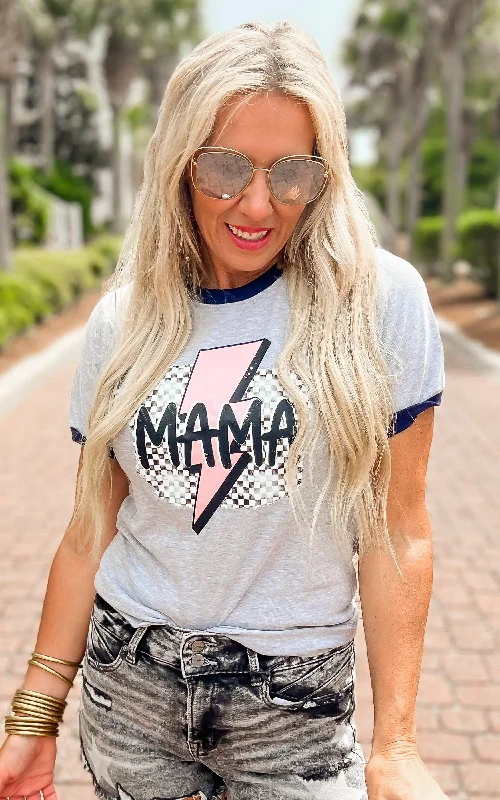 Heather Grey MAMA Ringer Graphic T-shirt