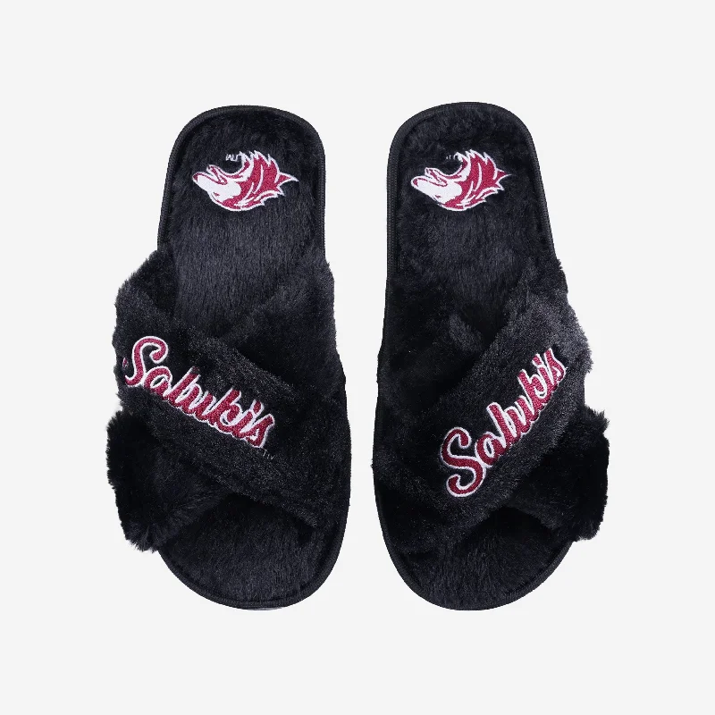 Southern Illinois Salukis Womens Script Wordmark Fur Cross Slide