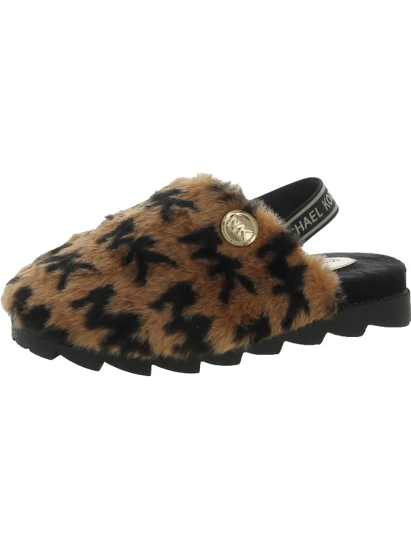 Womens Faux Fur Slingback Slippers