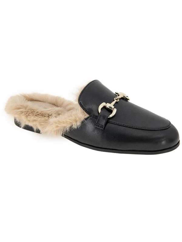 Zorie Womens Faux Leather Loafer Slide Slippers